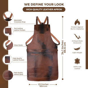 Delantal de cuero OEM de estilo de tendencia genuino de cocina con logotipo personalizado de alta calidad para hombres 2017 - Product Image 6