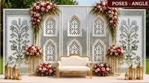 Perfect Theme Mirror Work <b>Backdrop</b> for Stage Customized White Theme Shiny Mirrored Wedding <b>Frames</b> /Panels Manufacturer Big Event - Product Image 5
