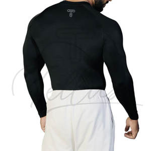 Chemise décontractée pour homme, couleur unie, manches longues, compression, double couche, coupe ajustée, spandex/polyester, séchage rapide - Product Image 3