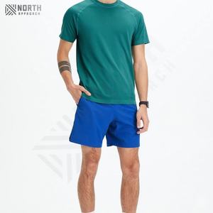 กางเกงขาสั้นผ้าใบผ้าถักเอวยางยืดระบายอากาศได้ดีสำหรับผู้ชายกางเกงขาสั้นสำหรับฝึกซ้อมสีพื้นออกแบบได้ตามต้องการ - Product Image 4