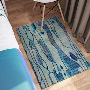 Alfombra Azul Azteca: Alfombra Decorativa con Patrón Étnico Impreso en 3D, Alfombra de Chenilla - Product Image 5