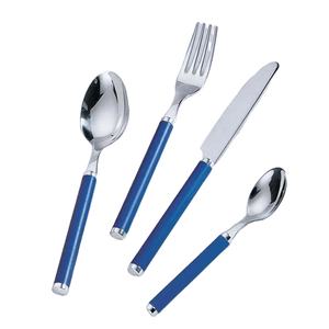 Juego de cubiertos de acero inoxidable en diseño clásico con mango azul perfecto para accesorio de vajilla de restaurante - Product Image 1