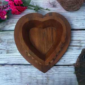 Wholesale Modern Mango Wood Beaded Walnut Brown <b>Heart</b>-<b>shaped</b> Candle <b>Bowl</b> for Christmas Farmhouse Home Decor Empty Candle Vessel - Product Image 2