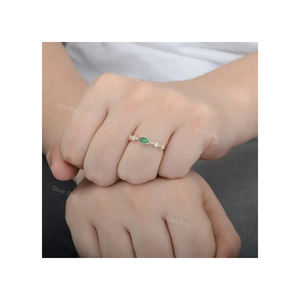 Nouveau concepteur 14k or massif Marquise émeraude naturelle avec bague en diamant bande d'éternité femmes bijoux bague productible en 10K/18K - Product Image 6
