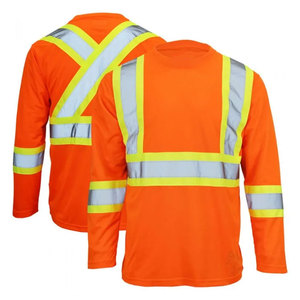 T-shirt de sécurité réfléchissant haute visibilité 2025, orange, unisexe, manches longues, faible MOQ, logo personnalisé, t-shirt de sécurité pour homme - Product Image 3