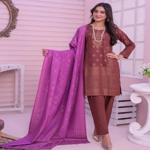 ถังขยะ hameed สุดเท่สำหรับสุภาพสตรี3ชิ้น salwar kameez jacquard broshia สำหรับงานแต่งงานและปาร์ตี้สำหรับเด็กผู้หญิง - Product Image 5