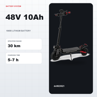 Trottinette électrique pliable en alliage d'aluminium 800W, batterie lithium 48V 10Ah, pneus de 11 pouces, éclairage d'ambiance sur le plancher, vitesse maximale de 45 km/h, autonomie de 30 km