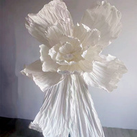 Fleur de mariage géante artificielle personnalisée de grande taille pour événement, fête, accessoire de décoration de fenêtre en papier froissé fait à la main, fête des mères