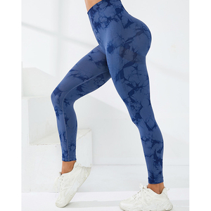 Custom Logo Women <b>Seamless</b> <b>Leggings</b> Tie Dye Sports High Waist Scrunch Butt Lifting Tummy Control Breathable Yoga Pant - Product Image 1