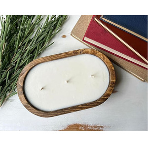 Precio al por mayor tamaño personalizado mango madera forma ovalada vela cuenco hogar boda MESA CENTRO DE MESA multiusos plato 100 Uds - Product Image 5