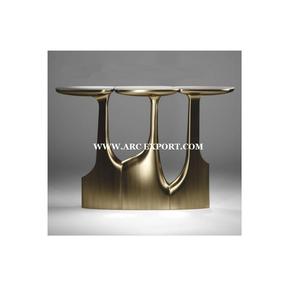 Luxueux Designer Wedding Resorts Meubles Console Centre Table Vintage Or Couleur Jambes Verre Clair Dessus Pour Fournisseur En Gros - Product Image 3