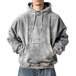 Sudadera con capucha de lavado ácido de punto GSM 400 de alta calidad para hombre 100% algodón de gran tamaño ajuste largo invierno High Street Style2026 - Product Image 1