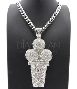 Pendentifs et breloques en diamant de moissanite en argent fin 925 personnalisés VVS Hip Hop pendentif en diamant rond glacé cadeaux pour hommes - Product Image 1