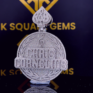 Colgante de hip hop de Plata de Ley 925 de diseñador de aspecto de lujo nuevo personalizado con diamantes redondos de corte brillante cultivados en laboratorio - Product Image 4