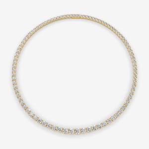 Collier tennis classique de 15 carats avec diamants de laboratoire ronds dégradés, qualité EF-VVS2, en or jaune 14 carats, produit authentique - Product Image 1