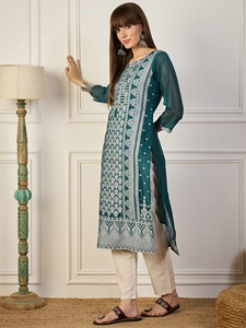 Women's Cotton Silk Straight <b>Kurti</b> - Product Image 3