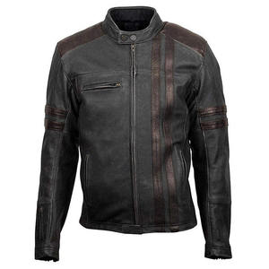 Veste en cuir véritable marron hommes pour motards vestes de moto vintage cirées toutes tailles avec logo et étiquette personnalisés - Product Image 5