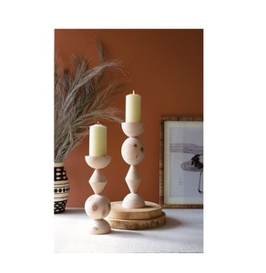 Charmant bougeoir en bois de style vintage sculpté à la main motifs floraux pour les solutions d'éclairage de Noël à la maison antique - Product Image 1