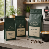 Sacs à café AT PACK personnalisés en Allemagne, en PE, 250g et 500g, avec valve et fermeture éclair refermable pour l'emballage de grains de café torréfiés
