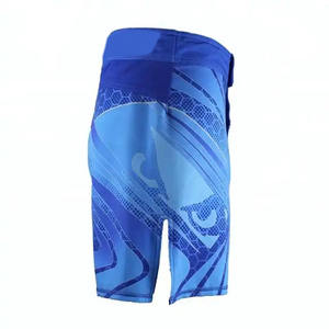 Pantalones cortos de Material de LICRA azul para hombre de alta calidad, banda de cintura elástica con estampado de sublimación, dobladillos abiertos laterales para boxeo marcial MMA - Product Image 4