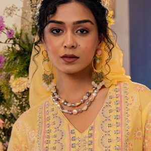 ชุดต่างหูสร้อยคอชุบทองวินเทจไข่มุกและหินธรรมชาติไม่เรียบเพชรหลักสำหรับงานแต่งงานหรือของขวัญเครื่องประดับที่ดี - Product Image 6