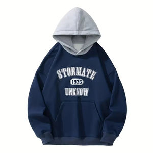 Pull à capuche en polaire XS de qualité supérieure pour hommes, vêtements d'hiver légers de style nouveau avec motifs imprimés, coton mélangé - Product Image 1