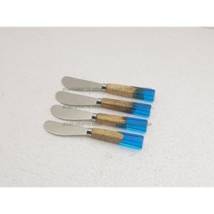 Juego de cubiertos y cubiertos para hotel, cuchara, cuchillo para mantequilla, tenedor, artículos de postre, Color marrón, mango de madera y resina, espejo de acero inoxidable Polis - Product Image 4