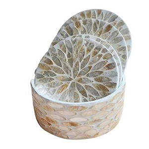 Posavasos redondos para posavasos de mesa con incrustaciones de hueso, posavasos hecho a mano con incrustaciones de madreperla - Product Image 5