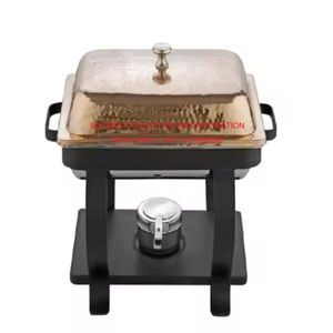 Plat de service élégant en acier inoxydable doré chauffe-plats pour buffet de luxe, traiteur et fournitures de banquet de mariage - Product Image 5