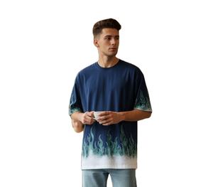 Camiseta Cyber-Green Flame Gradient de Corte Regular, Estilo Urbano, Impresión por Sublimación, Secado Rápido, Transpirable, Tejido Grueso, Color Esmeralda, 100% - Product Image 6