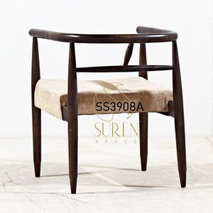 Chaise de salle à manger en cuir courbé de haute qualité en tissu indien fabriqué à la main en bois massif velours Style moderne maison hôtels utiliser - Product Image 3