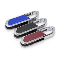 Porte-clés mousqueton personnalisé avec logo, clé USB en métal, cadeau promotionnel en gros, clé USB