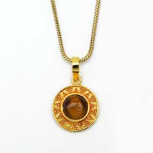 Nuevo Colgante Redondo de Latón Chapado en Oro de 18k con Ojo de Tigre, Colgante Espiritual de Protección, Estilo Tribal Boho, Venta al por Mayor para Mujeres - Product Image 1