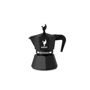 Alfonsina Black Induction Coffee Moka Pot Aluminum Espresso Coffee Maker Plastic Handle 3 Cups Kitchen Tools Accessories