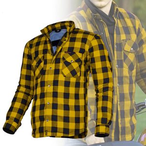 Chemise de protection robuste à carreaux jaune et noir avec un design de chemise de protection respirant pour la conduite en moto - Product Image 2