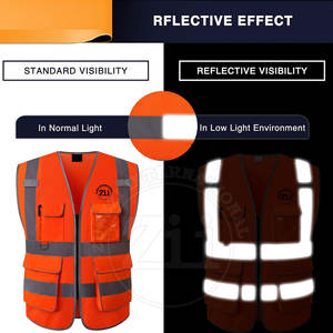 Chaleco de Seguridad Reflectante de Alta Visibilidad con Cuello en V, para Uso en Exteriores, Tallas Grandes, MOQ Bajo, ANSI Clase 1, Impermeable, con Luz LED Intermitente, Logotipo OEM - Product Image 3