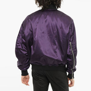 Chaqueta de bombardero de satén para hombre a precio de fábrica con cuello levantado y logotipo frontal chaqueta de invierno impermeable personalizable al por mayor - Product Image 2