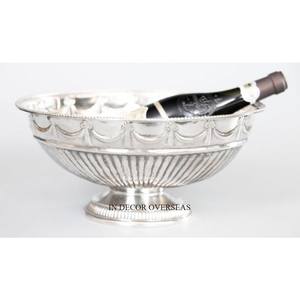 Acier inoxydable recouvert de cuir de qualité supérieure argent brillant poli grande taille seau à vin glace boisson baignoire refroidisseur de bouteille de bière - Product Image 5