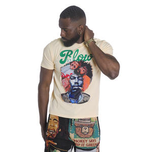 T-shirt à manches courtes pour hommes personnalisé Vintage graphique Streetwear sérigraphie 260 grammes haut à manches courtes sérigraphié - Product Image 2