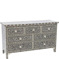 Commode en incrustation d'os avec 9 tiroirs pour intérieurs de maison élégants Belle armoire en incrustation d'os Chambre d'amis Salon Décor fait à la main