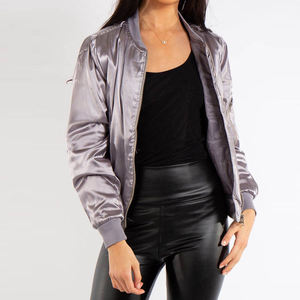 Blouson d'aviateur vintage unique en satin pour femmes meilleur vendeur blouson d'aviateur en satin zippé pour femmes avec votre logo - Product Image 1