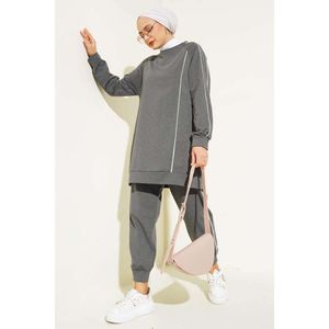 Stripe Detailed Two Thread Túnica Juego de 2 piezas Smoke - Product Image 3