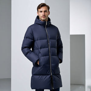 Quilted Long Puffer Padded Jacket Men Windproof Zipper Hooded Down Padded Long <b>Coat</b> Jacket Men's - Product Image 5