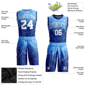 Ensemble maillot et uniforme de basket-ball réversible personnalisé pour hommes Taille XL Envoi rapide sublimé avec logo imprimé - Product Image 2