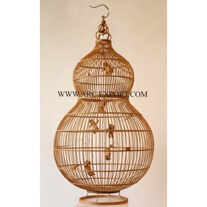 กรงนกขนาดใหญ่แบบพกพาเฟอร์นิเจอร์บ้านเลี้ยงนกแก้วรูปทรงกลมสีทอง - Product Image 3