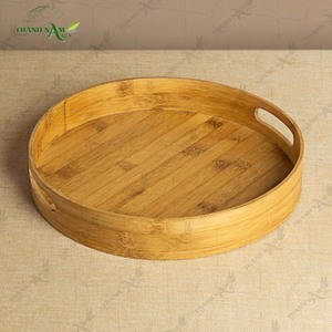 Wooden Bamboo Serving <b>Tray</b> | Natural Wicker Eco-Friendly Dishwasher Safe Food Contact Safe <b>Table</b> Decor Basket Traditional - Product Image 5