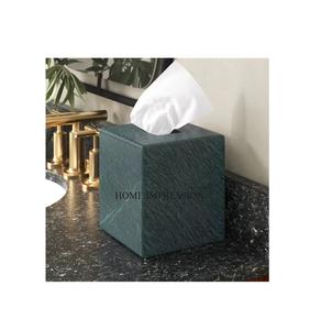 Boîte à mouchoirs en nacre blanche fabriquée à la main avec motif floral carré et aspect marbre pour l'approvisionnement en boîte à mouchoirs d'accueil - Product Image 1