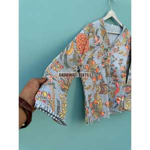 Nouveau Style manteau réversible à la main poche veste Floral bloc imprimé matelassé coton femmes vestes Floral Style bohème veste - Product Image 5