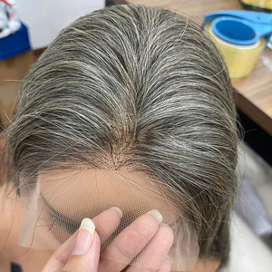 Perruque en cheveux naturels de couleur grise, perruque la plus vendue, perruque en cheveux humains avec fermeture en dentelle au milieu, perruque droite pour femmes, style doux, fournisseur de cheveux bruts - Product Image 2