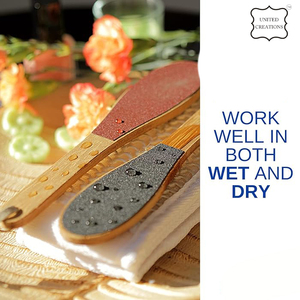 Wooden Pedicure Feet <b>Scrubber</b> With Handle for Callus Dry and Dead <b>Skin</b> Removal Heel Scraper for Feet Hands and Body Scrub - Product Image 5